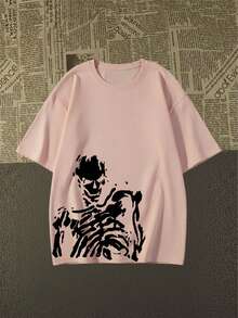 Men's Casual Skeleton T-Shirt, 100% Cotton, New Release, Premium Style, Spring/Summer - Màu Hồng baby - Xem 1