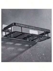 Rectangular Organizer Shelf Support With Self-Adhesive, Black, 30x12.5x5cm - màu đen - Xem 5