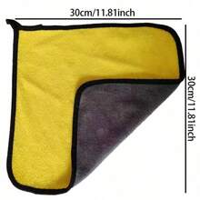 3pcs Yellow & Gray Double-Sided Coral Fleece Car Wash Towels, Highly Absorbent & Non-Shedding, Soft Cleaning Cloths For Car Detailing & Household Cleaning, Quick Drying & Scratch-Free - 3 Yellow-gray Car Wash Cloths - View 2