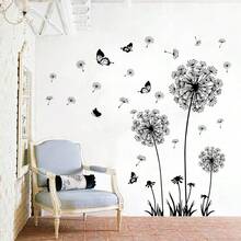 1 Set Of Black Dandelion Self-Adhesive Wall Decals - Black - View 6
