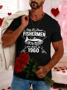 Solo i migliori pescatori, nati nel 1960 – T-shirt primaverile, cotone di prima qualità, vestibilità comoda, street hip-hop, traspirante - nero - Visualizzare 1