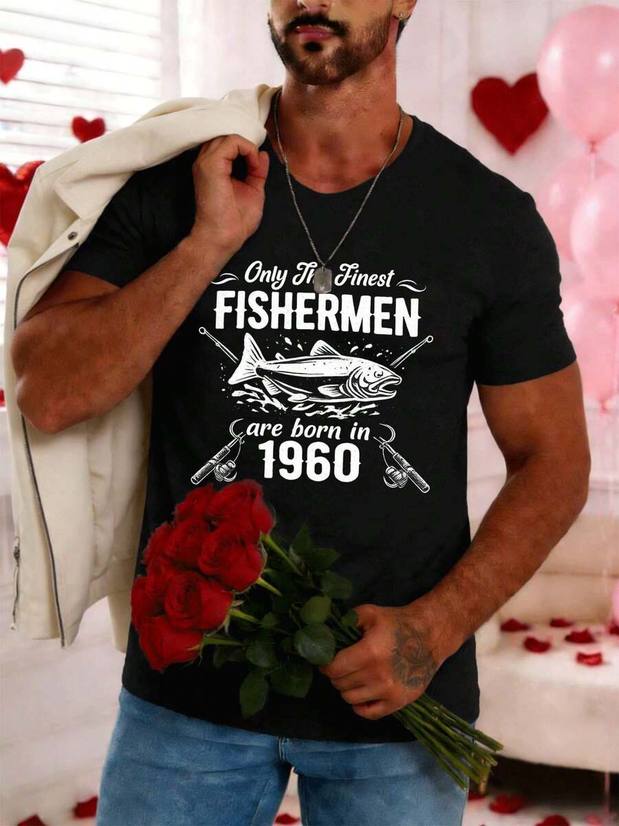 Solo i migliori pescatori, nati nel 1960 – T-shirt primaverile, cotone di prima qualità, vestibilità comoda, street hip-hop, traspirante - nero - Visualizzare 1