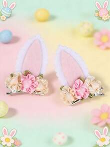 2pcs Toddler Girls Flower Decor Hair Clip - Multicolor - View 8