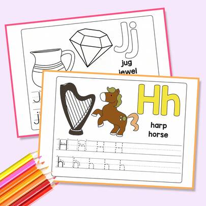 字母书写与拼读练习册——循序渐进地描摹、抄写字母，结合图片提示进行发音单词练习，清晰的页面便于日常学习，提升词汇量和专注力。