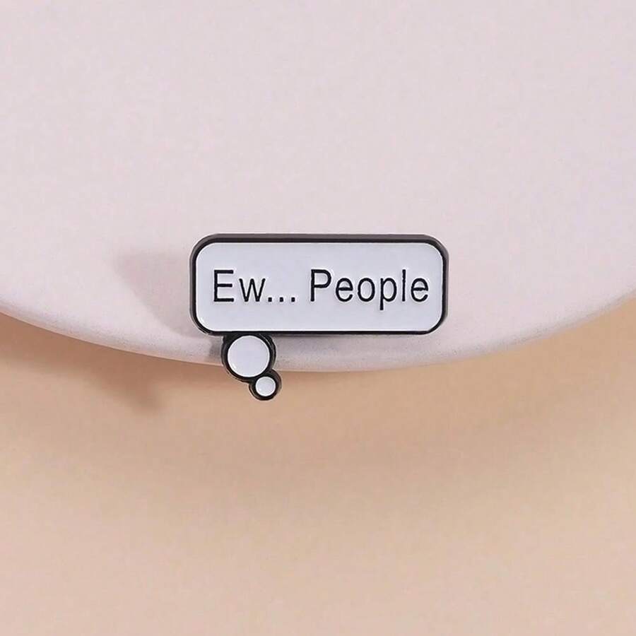 Funny 'Ew... People' Speech Bubble Pin Badge - Sarcastic Quote Brooch For Jackets, Bags, Backpacks - Cute Cartoon Dialog Box Enamel Pin - 彩色 - 查看 1