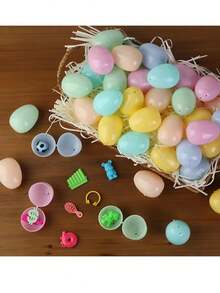 10 quả trứng Phục Sinh màu pastel, trứng Phục Sinh rỗng ruột có thể đổ đầy, trứng nhựa nhiều màu sắc dùng cho trò chơi săn trứng Phục Sinh, quà tặng tiệc tùng, đồ trang trí giỏ quà, giải thưởng trò chơi, trang trí nhà cửa ngày lễ, trang trí mùa xuân (Màu ngẫu nhiên) - Nhiều kiểu dáng - Xem 8