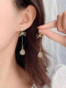 一对蝴蝶猫眼石耳环，优雅时尚的女士耳环 - 彩色 - 查看 4