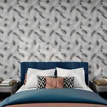 1 Rolle graues Federn Muster Selbstklebende Tapete, abnehmbare Kontaktfolie, geeignet für Küchenarbeitsplatten, Schrankerneuerung, Akzentwand im Wohnzimmer, Schreibtisch, Schlafzimmermöbel, DIY Dekorative Aufkleber - Hellgrau - Übersicht 5