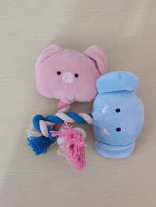 1个狗狗磨牙绳打结玩具，带吱吱声的狗狗玩具球，狗狗磨牙绳，宠物磨牙玩具，牙齿清洁互动游戏，狗狗和猫咪减压礼物，宠物用品 - 彩色 - 查看 5