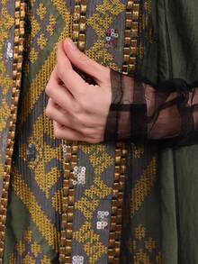 2pcs Heavily Beaded Embroidered Dress Set With Underskirt, Elegant Arabic Women's Dress, V-Neck, New Release, High-End Dignified Style, 2026 New Ramadan Traditional - Green - View 4