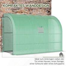 Wall-Mounted Greenhouse With Shelves And Windows, Made Of Winter-Resistant Steel, Ideal For Balconies And Gardens. 300x150x213cm Model, Perfect For Growing Tomatoes, Vegetables, Flowers, Plants, And Other Vegetation. - Mint Green - View 2