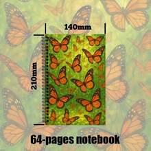 1Pc Vivid Orange Butterfly Nature Art Deco A5 Spiral Notebook For Creative WritingOffice MeetingsSchool NotesTravel DiaryDaily Journal And Other Scenes 64 Pages - Black - View 2