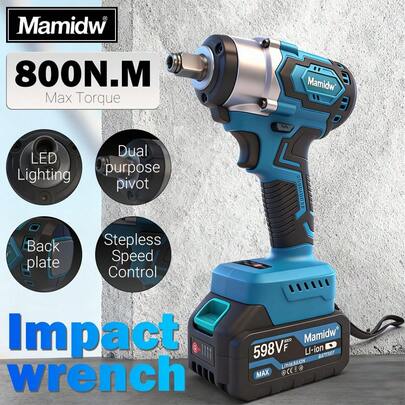 Mamidw 800N 无刷螺丝刀，无绳电动螺丝刀头，汽车维修电动工具，电动螺丝刀头（仅工具），兼容 Makita 18V 电池端子