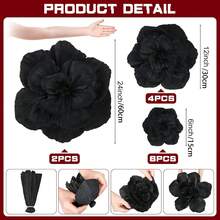 24 Inch (60cm) Large Artificial Paper Flower Decor, Handmade Wall Backdrop Decoration Suitable For Christmas, Mexican Wedding, Graduation, Bridal Shower, Birthday Party, Etc. (Black) - Black - View 6