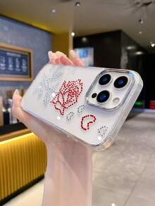 极简时尚水钻玫瑰花手机壳，兼容 17/16/15/14/13/12 - 白色 - 查看 2
