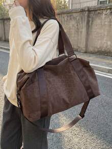 New Fashionable Travel Bag Solid Color Minimalist Niche Design With Sequins Stylish And Cool Suitable For Short Trips Fitness Large Capacity Versatile And Exquisite - Coffee - View 6