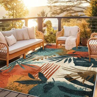 Modern Style, Retro American Style, Tropical Plant Prints Regional Carpet.Bohemian Style. Rugs Living Room. Diamond Velvet Rectangular Low-Pile Carpet With Embossed Detail, Decorative Floor Rug For Living Room, Bedroom & All-Season Home Decor.Soft, Easy To Care For, Machine Washable