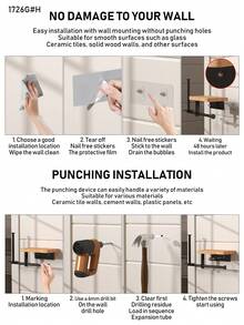 1个浴室卫生纸架，多功能木质卫生纸分配器，自粘式壁挂卷纸架，适用于浴室收纳，壁挂式卫生纸架，无需钻孔安装，卫生纸架，浴室收纳架 - 彩色 - 查看 11