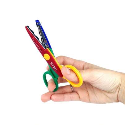  Kit Tesouras de Picotar Artesanato Escolar Scrapbook Papel EVA Corte Criativo Ondinha Zig-Zag - NYBC