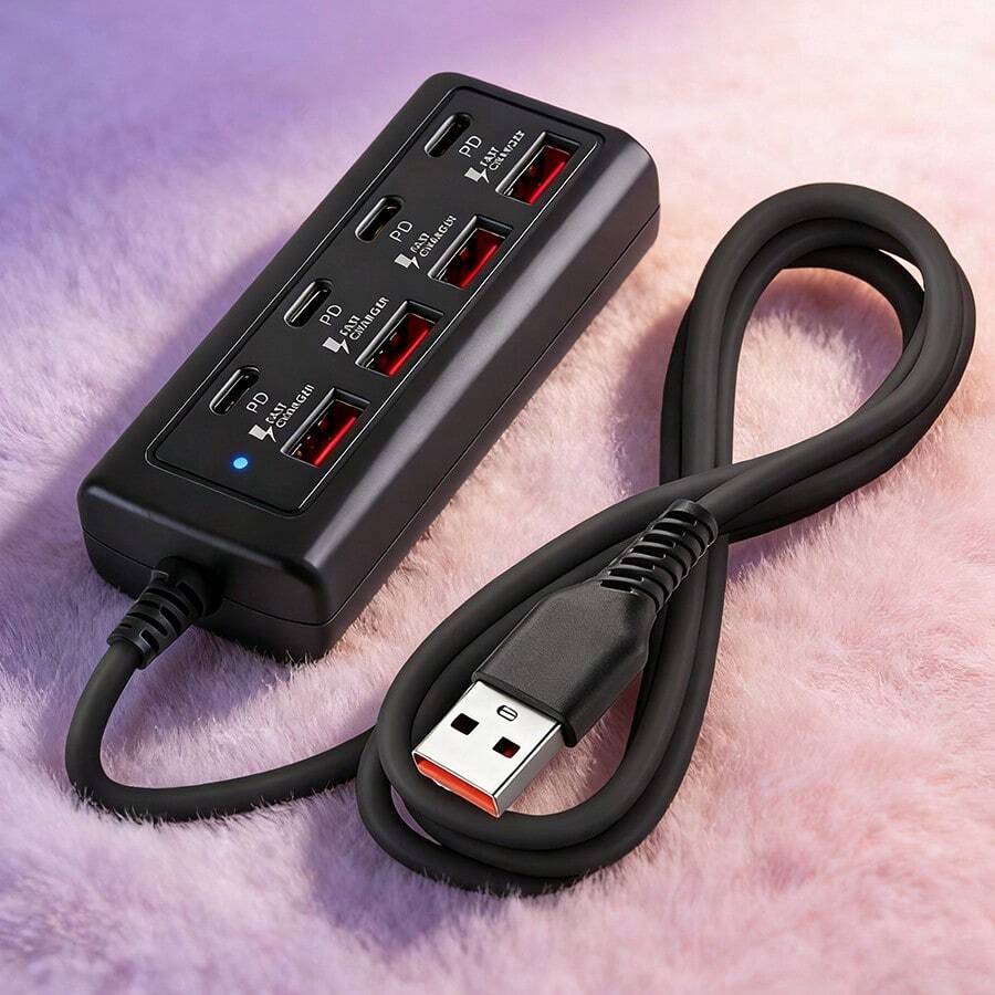 Bộ sạc đa năng tốc độ cao 8 cổng USB với 4 cổng USB Type-C 25W sạc nhanh, hỗ trợ các thiết bị USB 5V bao gồm máy tính, laptop, máy tính bảng và nhiều thiết bị khác. Quà tặng mùa xuân. - Nhiều màu - Xem 1