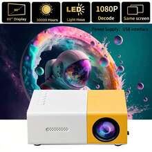 1080P Portable Projector, USB Powered, Built-In Stereo Speakers, Keystone Correction, Remote Control, Compatible With Multiple Devices, Home Cinema & Outdoor Movie Projector To Enhance Your Film, TV And Gaming Experience