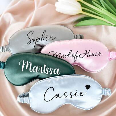 Customizable Eye Mask, Customizable Name, Suitable For School, Office, Travel, Bridesmaid, Bachelorette Party, Women's Birthday, Christmas, Valuable Decorative Gift, Fashionable Letter, Retro Minimalist, Personalized, Girl Gift, Personalized Women's Gift, Ideal Family Gift, Solid Color