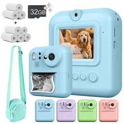 Máy ảnh trẻ em chụp ảnh tức thì, niềm vui kỳ diệu dành cho các nhiếp ảnh gia nhí! Máy ảnh trẻ em - Màn hình 2.4" - Thiết bị giải trí đa chức năng để lưu giữ kỷ niệm và thực hiện các dự án sáng tạo - Dành cho người mới bắt đầu, chụp ảnh du lịch và quà tặng giáo dục sáng tạo cho các dịp đặc biệt dành cho bé trai và bé gái từ 3-12 tuổi (4 màu: Hồng, Xanh lá cây, Tím, Xanh dương)