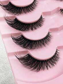 Hinarin 5 Pairs DD Curly & Fluffy Russian Style False Eyelashes, Fluffy Mink Fur False Eyelashes, 3D Volumizing False Eyelashes, Russian Thick False Eyelashes, Cat Eye False Eyelashes, Thick Messy Mink Fur False Eyelashes, Lengthening & Lifting Fox Eye Lash Set, Full Strip Lashes That Can Elongate & Thicken Lash Ends, Makeup - Black - View 3