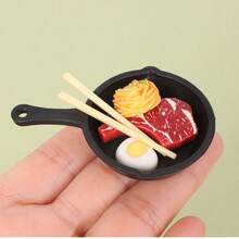 迷你娃娃屋仿真厨房用具食物玩具模型，包含煎锅、牛排、意大利面、油瓶，娃娃屋厨房场景，餐厅模型，场景装饰，仿真厨房用具套装 - 彩色 - 查看 12