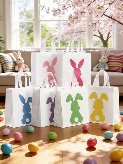 6/12 ชิ้น ถุงผ้าแคนวาสอีสเตอร์, ถุงผ้าไม่ทอรูปกระต่ายการ์ตูน, ถุงของขวัญพิมพ์ลายการ์ตูน, ถุงกระดาษของที่ระลึกสำหรับงานปาร์ตี้, ถุงบรรจุขนม, ถุงบรรจุภัณฑ์ร้านค้าปลีก, ถุงบรรจุภัณฑ์ของขวัญ, ถุงผ้าแคนวาสสำหรับงานปาร์ตี้, กล่องของขวัญพร้อมหูหิ้ว, เหมาะสำหรับงานเลี้ยงวันเกิด, งานแต่งงาน และบรรจุภัณฑ์สำหรับธุรกิจขนาดเล็ก