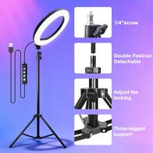 Adjustable Large Phone Photography Accessories 12 Inch LED Ring Light Set With Extension Pole And Adjustable 160cm Tripod With 2 Phone Clips RGB Dynamic Lighting Options Universal Camera Mount Compatibility And Steady Multi Angle Positioning Designed For Studio Photography Live Streaming Conference Recording And Beauty Content Creation Women's Day Celebration A - 12-inch RGB - View 5