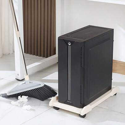 Adjustable Mobile CPU Stand Ventilated Computer Tower Stand PC Tower Stand With 4 Caster Wheels Fits Most PC Under Desk Holder, 1pc Computer CPU Tower Caster Trolley, Universal Home Office Chassis Mobile Wheeled Stand Holder, ABS Plastic Material, Black & White Color Options, Portable Cooling Raised Base