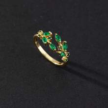 Vintage Grandmother Green Gemstone Ring Eye Snake Metal Ring Niche Design Temperament Open Ring N7DP - E - 查看 2