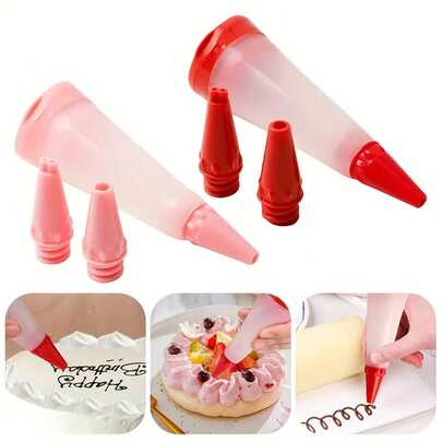 6pcs Cake Decorating Set, Includes 2 Decorating Pens And 6 Icing Tips, Plastic Frosting And Dessert Piping Bags With Interchangeable Nozzles, Cake Decorating Supplies, Baking Tools, Essential Baking Accessories | Durable Plastic Construction