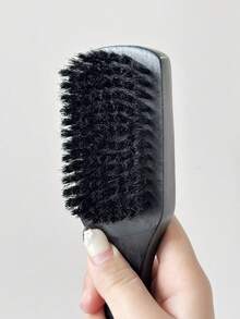 1pc Black Wooden Handle Soft Bristle Hair Brush, Creamy Texture, Economical & Practical Wooden Body, Suitable For Home, Travel, Men & Women - Multicolor - View 5