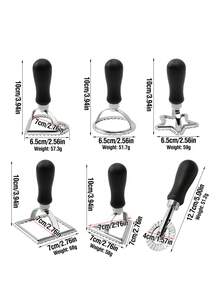 1pc Black Zinc Alloy Dumpling Mold, PP Non-Slip Handle Multi-Function Pressing Mold, 5 Shapes (Square/Round/Heart/Star/Triangle), Creative Party Pasta Mold Set, One-Press Shaping, Convenient & Durable, Easy To Make Fun Dumplings & Pastries, Stainless Steel Embossing Tool, Dumpling & Cookie DIY Baking Tool - Multicolor - View 2