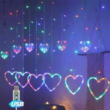 1 Peça Luz de Cortina em Forma de Coração com LED, Luzes de Fio em Forma de Coração de Fada, Lâmpada Suspensa de Atmosfera Romântica, Adequada para Quarto, Sala de Estar, Feriados, Festas e Decoração do Dia dos Namorados, Decoração de Feriados, Iluminação Romântica, Iluminação Onírica, Estrutura de Plástico, Design Leve, Decoração Suspensa, Iluminação de Atmosfera, Presente Romântico, Decoração de Festa - Cortina luminosa em formato de coração - Visão 13