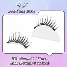 1对磁性假睫毛套装，含专业镊子，可重复使用，无需胶水，漫画风格，自然纤长蓬松，柔软轻盈，轻薄眼妆工具，3-14毫米 - 尖尾漫畫款 - 查看 5