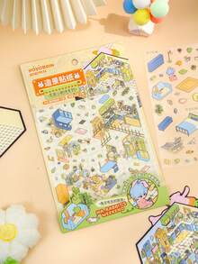 1 حقيبة/2 حقيبة، سلسلة مسرح المنزل الصغير، ملصقات مشاهد ترفيهية للتأمل الداخلي الأصلية، مناسبة للبالغين - أنشطة علاجية بالملصقات للتخفيف من التوتر، مثالية للأعمال اليدوية والهدايا. - متعدد الألوان - مشاهدة 6