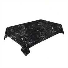 1pc Raven Pattern Tablecloth - Black & White Polyester,Machine Made Farmhouse Decor For Home & Party, Rectangular Cover With Stylish Raven Design, Party Table Cover | Raven Motif | Texture, Table Decorations - Bản in 1 - Xem 2
