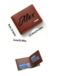 1pc Personalized Men's Wallet, Father's Day Gift, Customized With Photo And Name, Men's Birthday Present, Personalized Gift, School Supplies - Multicolor - View 7