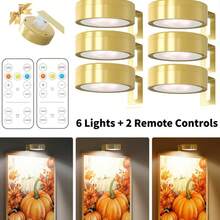 6/3/1pcs Wireless Metal Wall Lamp, LED Picture Frame Light, Battery Powered, Wireless LED Painting Light, Wall Decor Lamp, Night Light, Fairy Light, Lighting, Magnetic Wireless Wall Light, Wireless Spotlight, Dimmable & Timer Remote Control Display Lamp, 3 Lighting Modes Art Display Light Suitable For Picture Frames, Artwork, Portraits, Round Lamp 150mAh - Tricolor Light - View 14