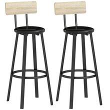 HOMCOM Juego de 2 Taburetes de Bar, Taburetes Altos de Cocina con Respaldo y Reposapiés, Tapizados de PU, Asiento de 75,5 cm de Altura, Fácil Montaje, Estilo Industrial - Negro - Ver 6