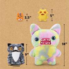 ZURU Fuggler Alley Cats 9英寸毛绒玩偶（大眼睛猫），可爱丑陋的怪物毛绒玩具，长着人类牙齿，可收藏的毛绒玩偶，适合儿童、青少年、成人和爱猫人士 - 睜大眼睛的貓 - 查看 7