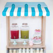 Fowecelt 2 套马戏团主题遮阳篷装饰，3D 条纹纸板遮阳篷，适用于夏季户外嘉年华墙面装饰、马戏团派对装饰（粉色、红色、绿色、黄色、蓝色、马卡龙风格）