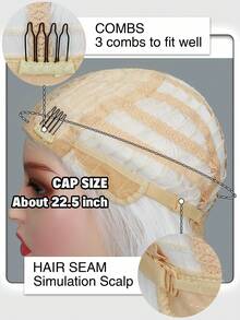 长款波浪卷刘海假发，白色合成假发，女士款，适合角色扮演