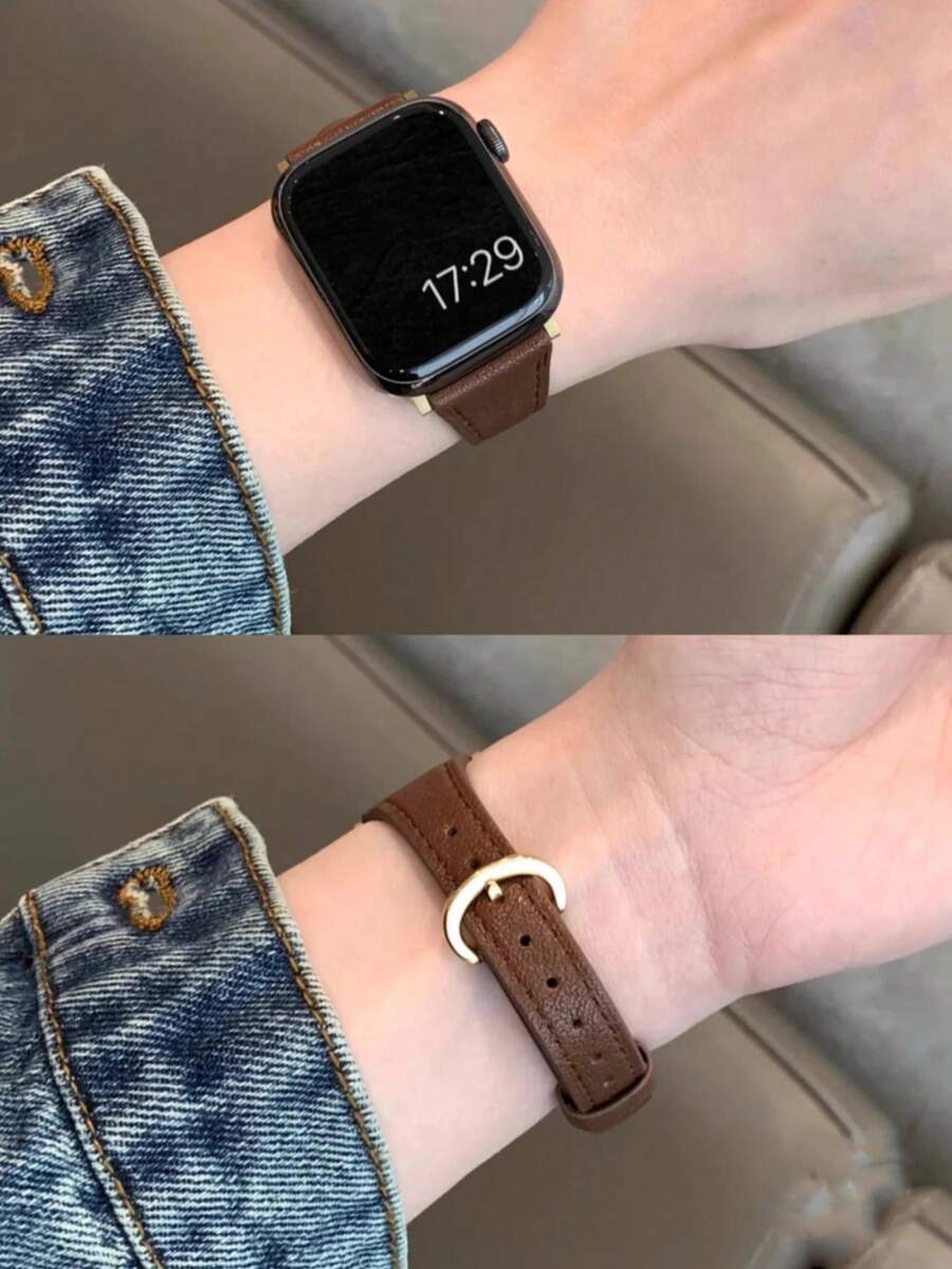 1pc Premium Leather Horseshoe Buckle Watch Band, Compatible With Apple Watch 42mm, 38mm, 40mm, 41mm, 44mm, 45mm, 46mm, 49mm, Fashionable Smartwatch Replacement Strap For Apple Watch Series Ultra2, Ultra SE2, SE 10, 9, 8, 7, 6, 5, 4, 3, 2, 1, Suitable For Men And Women, Great Back To School Gift