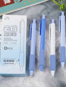 1 Box Of 4 High-Quality Student Ballpoint Pens With Soft Grip, Black Ink, Essential Back-To-School Stationery - Multicolor - View 11