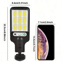 Solar Outdoor Street Light-Outdoor Security Light With Remote, Waterproof Garden Pathway Lighting,Barricade Light Wall Light, 108COB High Brightness LED Solar Garden Light! 2000 Lumens Waterproof Spotlight Garage Wall Anti-Theft Lighting Intelligent Human Body Sensor +3 Levels Dimming Mode - Solar Outdoor Lights,Solar Panel Powered Security Light For Garden, Garage, Yard, Backyard, Patio - Durable Outdoor Pathway Lighting, Garden Lights For Yar,Human Body Induction Wall Light,Garden Light(1/2/4/8pcs) - 黑色 - 查看 2