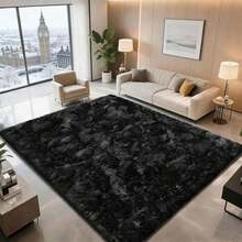 1 Pcs Living Room Rugs Carpet Alfombra Para Sala Rug For Bedroom Bedroom Decor Area Rug For Living Room, 60x90/60x120 Pink Fuzzy Shag Carpet, Ultra Soft Fluffy Anti-Slip Floor Mat, Non-Shedding Machine Washable Pet Friendly Carpet, Xmas Holiday Home Dorm Office Rug - Black - View 3